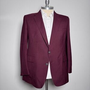 Jack Nicklaus Sport Coat Mens 42R Burgundy Solid Wool Blazer Hart Schaffner Marx